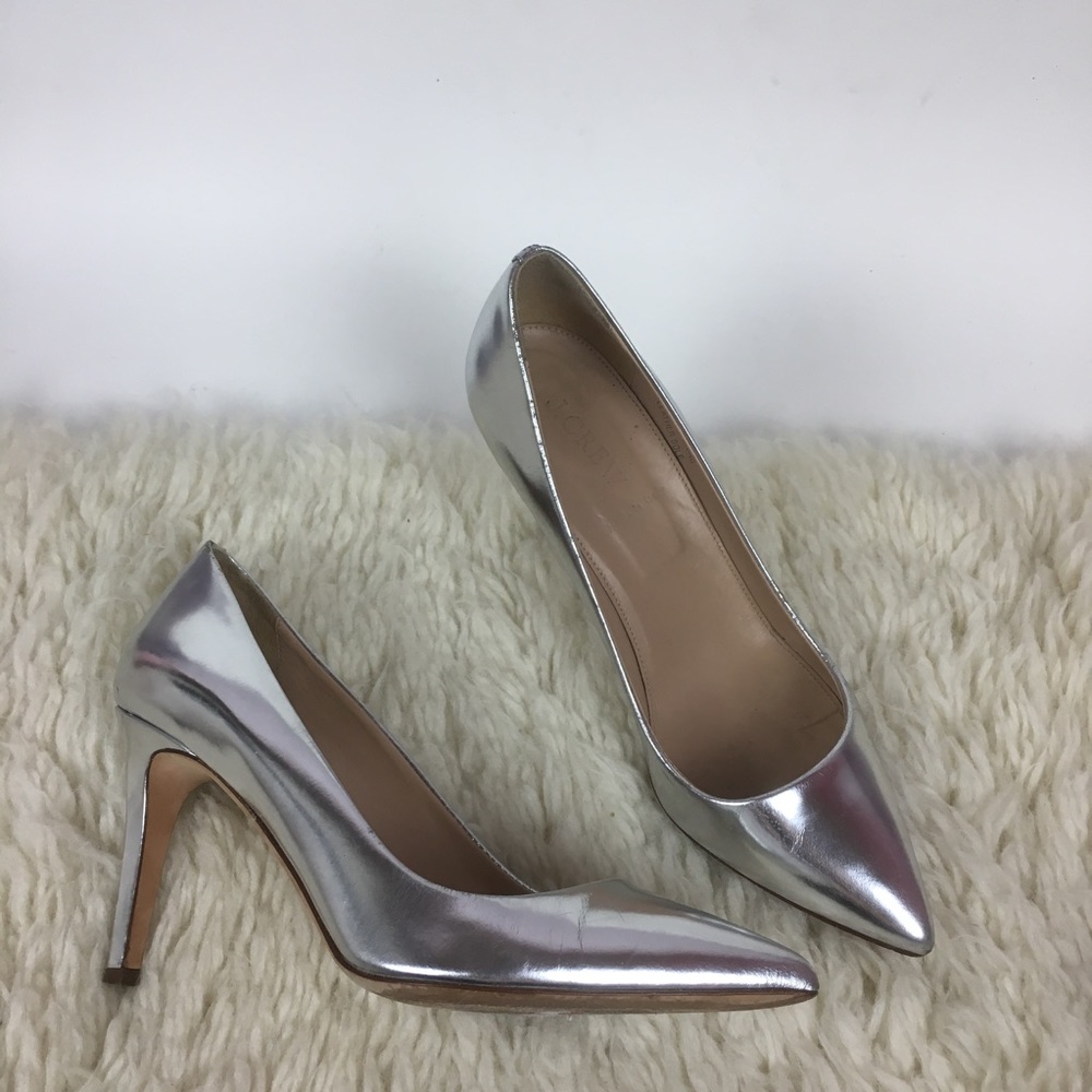 J crew metallic mirror everly heel leather pump - Picture 4 of 8